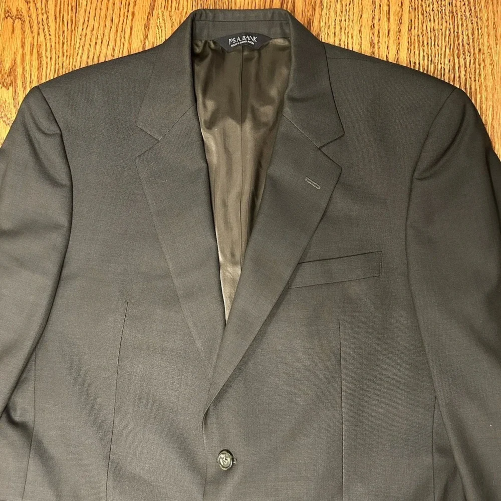 Jos A Bank Mens Blazer Career Suit Single Breasted 42 R Gray Wool Cashmere Blend